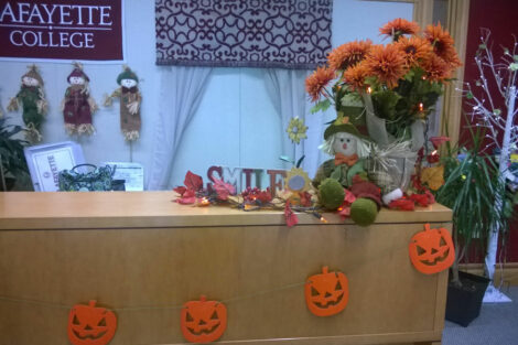 Fall decorations at Tracey Itterly's desk