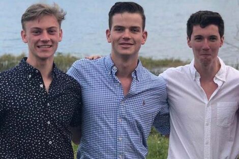 Ethan Ames '22, Euan Walker '21 and Oliver Finlay '22 on a crew training trip in DeLand, Florida during spring break
