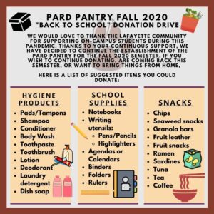 Pard Pantry fall 2020 donation drive text