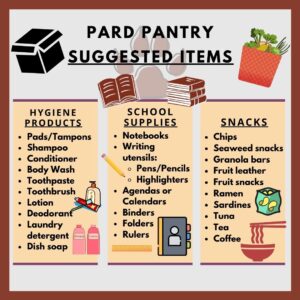 Pard Pantry suggested donations