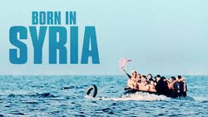 Refugees on a raft in the ocean