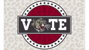 A logo with the Lafayette Leopard head in place of the letter o