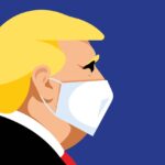 An illustration of President Trump wearing a mask