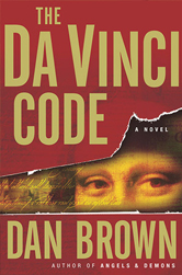 Cover of The Da Vinci Code by Dan Brown, with the top part of a face on it