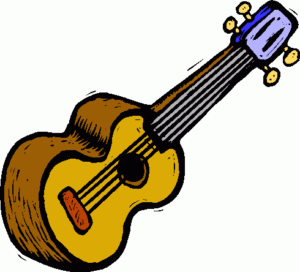 A drawing of an acoustic guitar