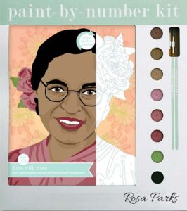 A paint-by-numbers illustration of Rosa Parks