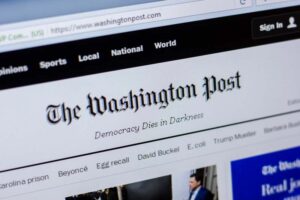 The homepage of the digital version of The Washington Post