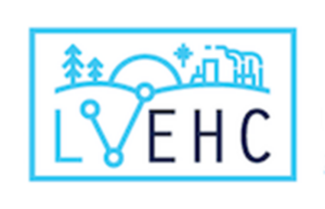 The Lehigh Valley Engaged Humanities Consoritium logo, an illustration of trees, the sun, and buildings