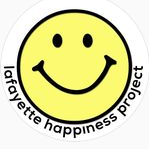 The Lafayette happiness project logo, with those words below a smiley face