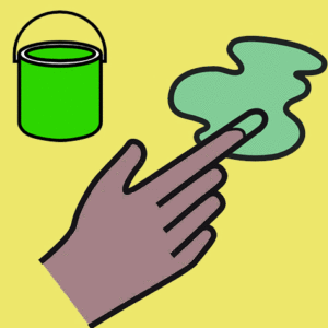 An illustration of a hand doing fingerpainting