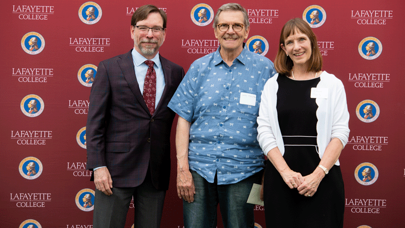 Larry Stockton with Provost John Meier and President Alison Byerly