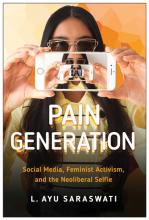 The cover of the book Pain Generation, with someone taking a photo on their smartphone of themselves taking that photo, and so on