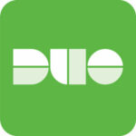The DUO logo with that word in white on a green background