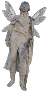 An image of the Marquis de Lafayette with fairy wings attached