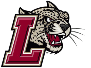 The athletics logo with the illustration of a leopard's head and the maroon Lafayette letter L