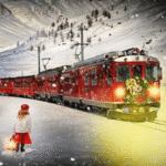 The train and a girl from the animated film The Polar Express
