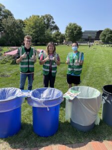 Lafayette students helped to divert waste from the landfill during Family Weekend by encouraging composting and recycling.