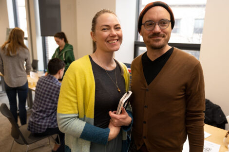 Jen and Joe of Three Birds Coffee House served as guest judges for Professor Joseph Woo’s FYS143 Coffee Showcase.