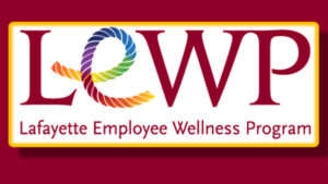 LEWP logo with rainbow 'e' and text LEWP Lafayette EMployee Wellness Program