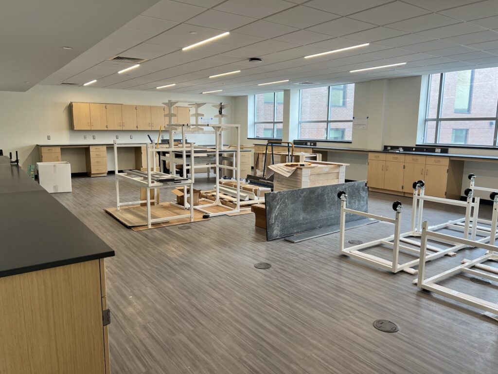 A new lab space is under construction in Acopian. Photo shows the lab in the process of being renovated.