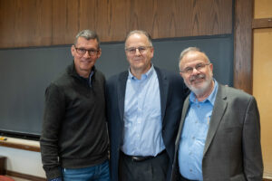 Chip Bergh stands with Eric Ziolkowski and Ilan Peleg.