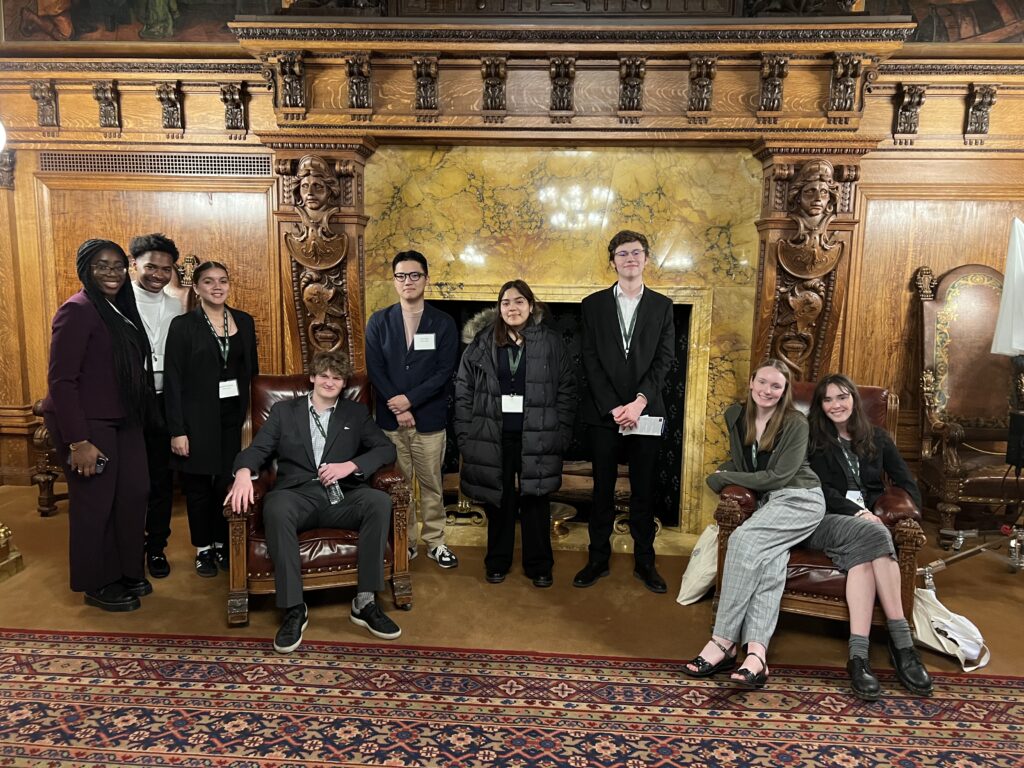 Nine students are pictured who participated in annual Association of Independent Colleges and Universities (AICUP) Day on the Hill
