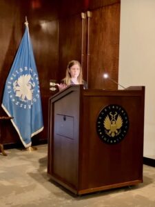 Prof. Mary Jo Lodge presenting research at the Library of Congress