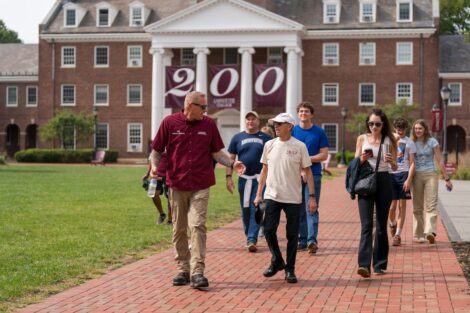 Jeffrey Weed, supervisor of grounds leads an arborist tour of campus.