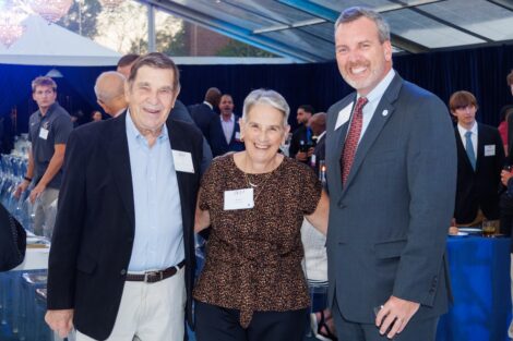Al Siegel '60 is pictured with Prof. Rosie Bukics, VP Sean Scanlon, and a guest are pictured at the Marquis Founders dinner.