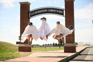 Students dressed in ghost Halloween costumes