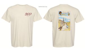 Front and back view of Bicentennial Kickoff and Fall Weekend T-shirt